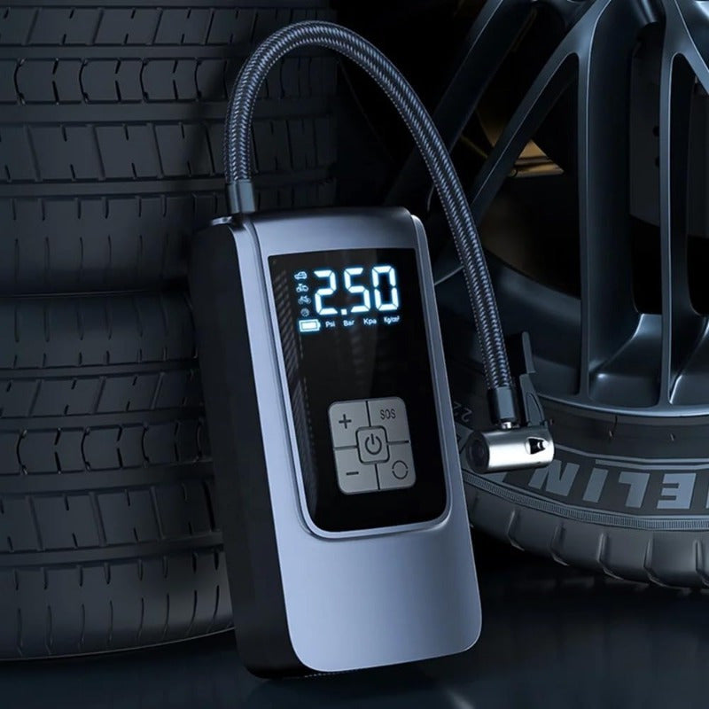 Portable Tire Inflator Air Compressor with Pressure Gauge - 150PSI Electric Pump with LED Flash Screen, 2000mAh Rechargeable Lithium Battery, USB Charging, for Cars, Motorcycles, Bicycles, Balls