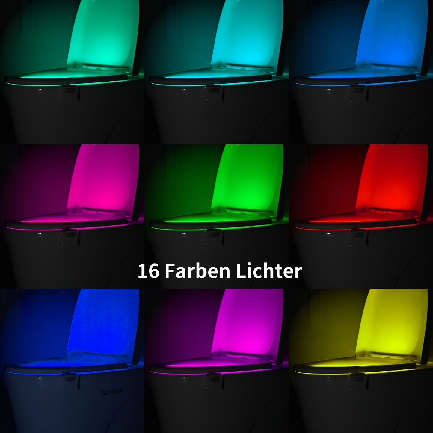 Toiletten Licht, WC-Licht, Bewegungssensor, 16 verschiedene Farben, WC Nachtlicht