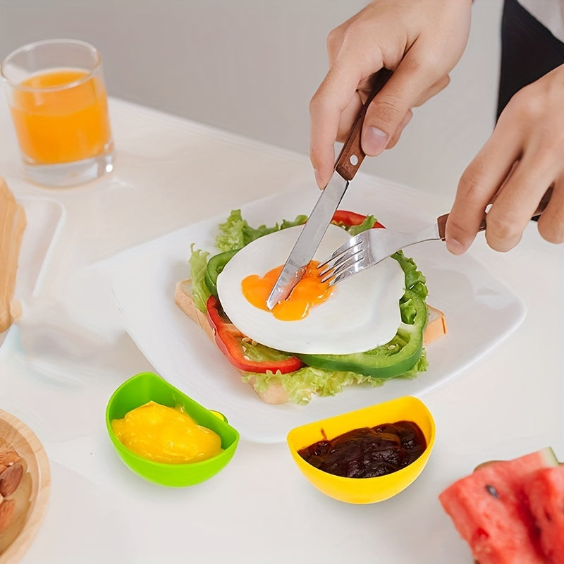 4pcs Colorful Plastic Dip Clip Bowl Plate Holders - Vibrant Green, Pink, Orange & Yellow - Durable PP Material, Dishwasher Safe, Perfect for Chips, Sauces, Veggies & Outdoor Gatherings
