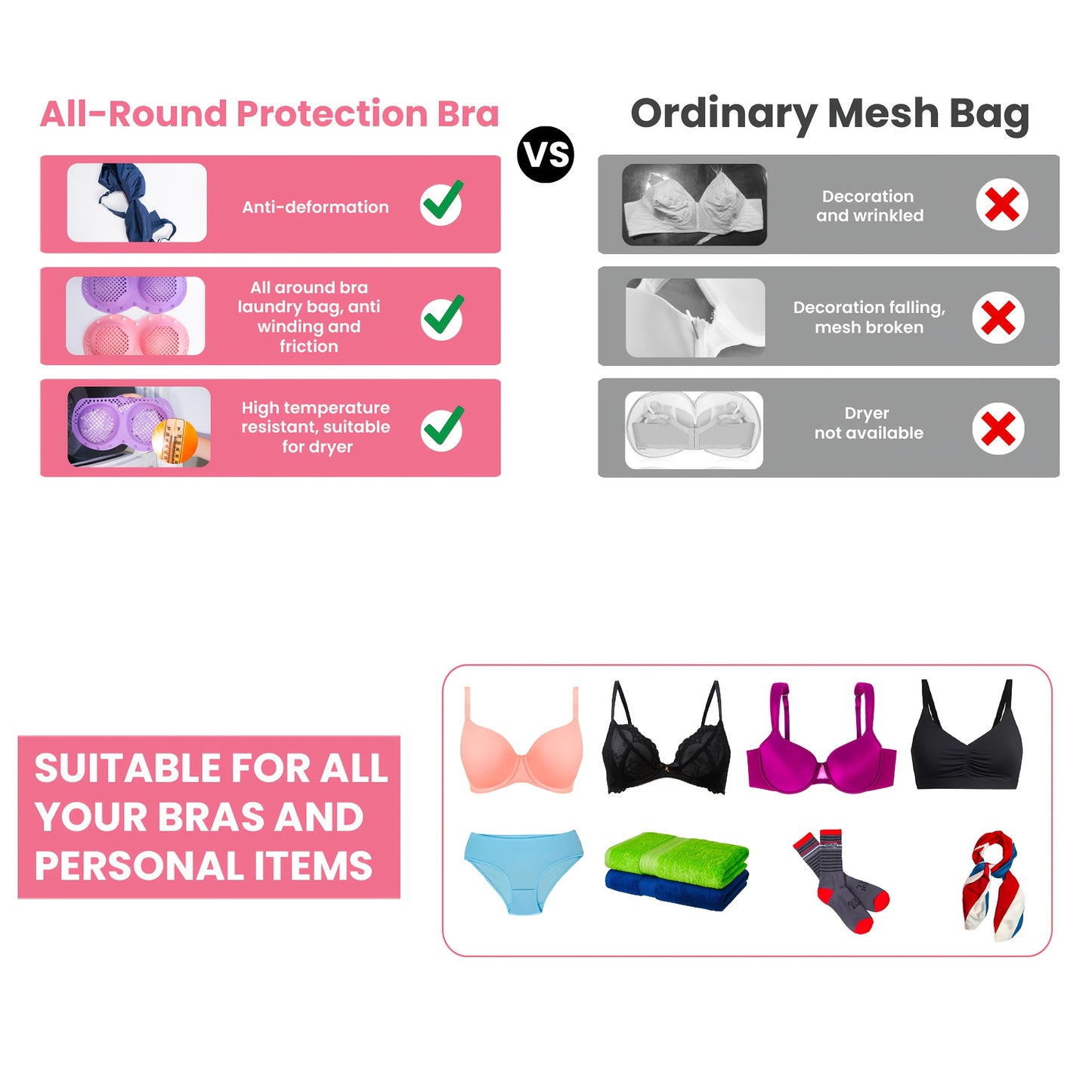 3-in-1 Luxury Bra Laundry Organizer - XXL Silicone Wash Bag with Locking Snap Closure, Prevents Stretching & Tangling, Fits 5 Bras & Swimsuits, Quick-Dry Fabric, Non-Toxic Material, Travel Essential, Multi-Purpose Use, Laundr
