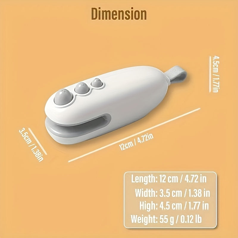 Compact USB Rechargeable Mini Bag Sealer & Cutter - Portable, Handheld Magnetic Heat Sealer for Food Preservation, Ideal for Office Use, 400-1.0mAh Lithium Battery, White, Snack Bag Sealing|Ergonomic Handheld Device|Glossy Wh