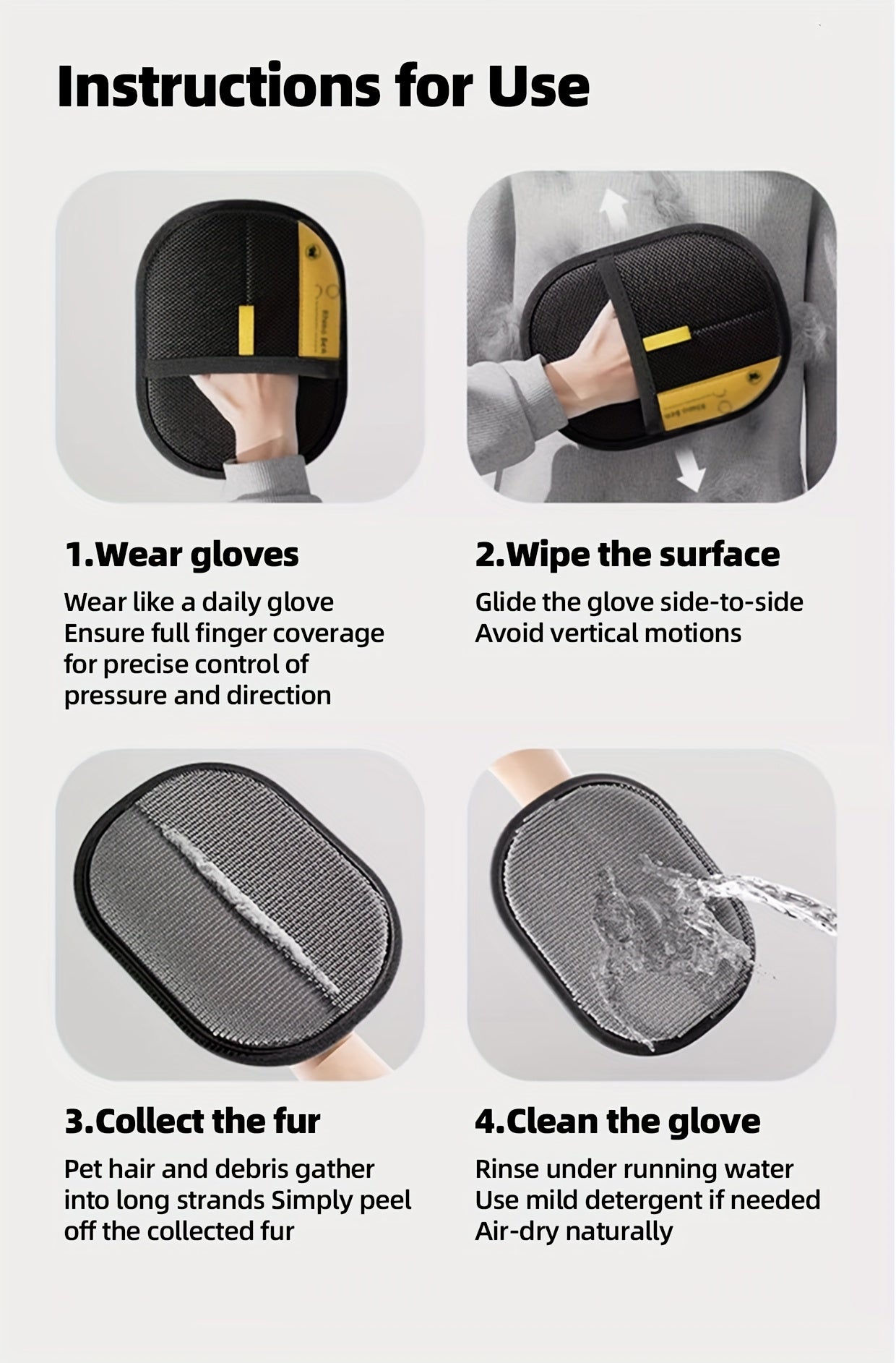 Two Household Hair Removal Brushes, a Pet Hair Removal Tool, Static Electricity Hair Removal Gloves, Reusable, Convenient And Quick, Suitable for Various Environments.