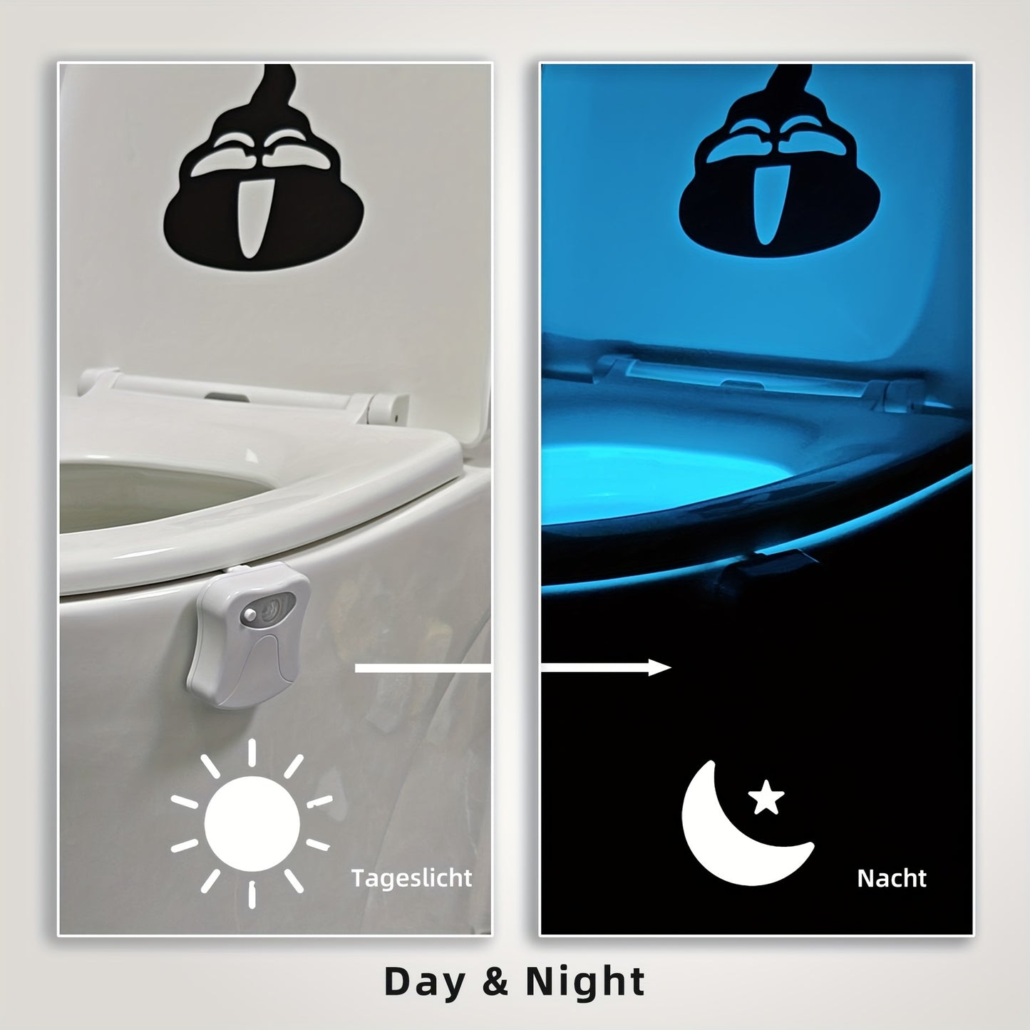 Toiletten Licht, WC-Licht, Bewegungssensor, 16 verschiedene Farben, WC Nachtlicht