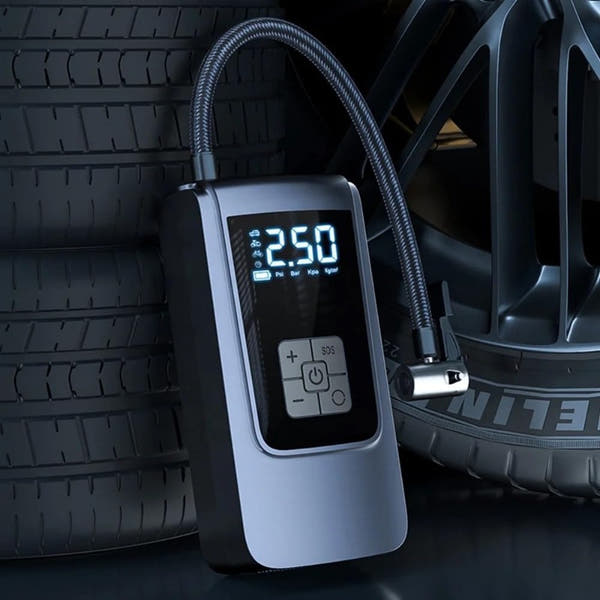 Portable Tire Inflator Air Compressor with Pressure Gauge - 150PSI Electric Pump with LED Flash Screen, 2000mAh Rechargeable Lithium Battery, USB Charging, for Cars, Motorcycles, Bicycles, Balls