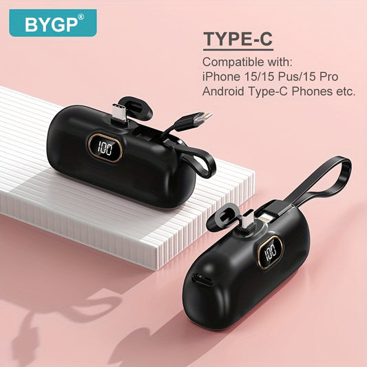 BYGP 5000mAh Mini Portable Charger, Ultra Compact Rechargeable Battery Pack with USB-C Connector, Universal Power Mode, ≤36V Operating Voltage, for iPhone/14/13/12 Pro Max/iPad Pro/Samsung Android