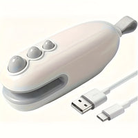 Compact USB Rechargeable Mini Bag Sealer & Cutter - Portable, Handheld Magnetic Heat Sealer for Food Preservation, Ideal for Office Use, 400-1.0mAh Lithium Battery, White, Snack Bag Sealing|Ergonomic Handheld Device|Glossy Wh