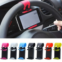 Universal Car Phone Holder, Plastic Steering Wheel Mount, Mobile-Phone Stand Support, Bike Clip Mount, Durable and Easy to Use