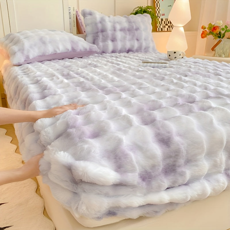 1pc Autumn/Winter Thickened Bubble Fitted Sheet, Mattress Protector with 360° Plush Padding, Soft and Breathable Light Beige-Friendly Moisture-Wicking, Bedding Accessories, Cozy Sleep, Plush Padding, Breathable Fabric, Mattr