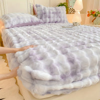 1pc Autumn/Winter Thickened Bubble Fitted Sheet, Mattress Protector with 360° Plush Padding, Soft and Breathable Light Beige-Friendly Moisture-Wicking, Bedding Accessories, Cozy Sleep, Plush Padding, Breathable Fabric, Mattr
