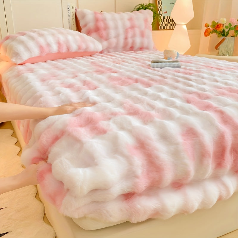 1pc Autumn/Winter Thickened Bubble Fitted Sheet, Mattress Protector with 360° Plush Padding, Soft and Breathable Light Beige-Friendly Moisture-Wicking, Bedding Accessories, Cozy Sleep, Plush Padding, Breathable Fabric, Mattr
