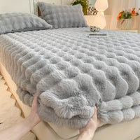 1pc Autumn/Winter Thickened Bubble Fitted Sheet, Mattress Protector with 360° Plush Padding, Soft and Breathable Light Beige-Friendly Moisture-Wicking, Bedding Accessories, Cozy Sleep, Plush Padding, Breathable Fabric, Mattr