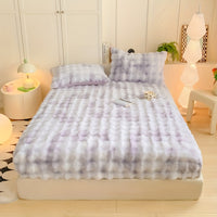 1pc Autumn/Winter Thickened Bubble Fitted Sheet, Mattress Protector with 360° Plush Padding, Soft and Breathable Light Beige-Friendly Moisture-Wicking, Bedding Accessories, Cozy Sleep, Plush Padding, Breathable Fabric, Mattr