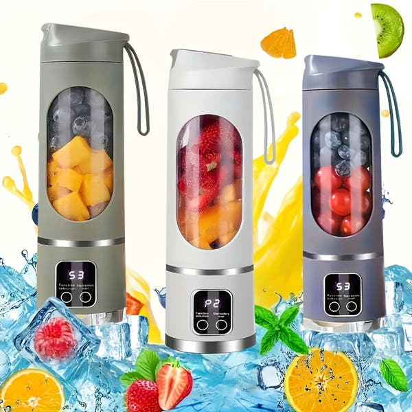 USB Charging Portable Cordless Blender and Handheld Juicer - Easy to Clean, Perfect for Smoothies & Fresh Fruit Drinks, 10.14oz. to 16.91oz Capacity with Digital Display Screen – Ideal for Home Office Travel Outdoor Mini Sh