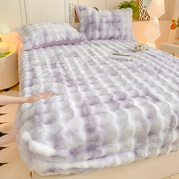 1pc Autumn/Winter Thickened Bubble Fitted Sheet, Mattress Protector with 360° Plush Padding, Soft and Breathable Light Beige-Friendly Moisture-Wicking, Bedding Accessories, Cozy Sleep, Plush Padding, Breathable Fabric, Mattr