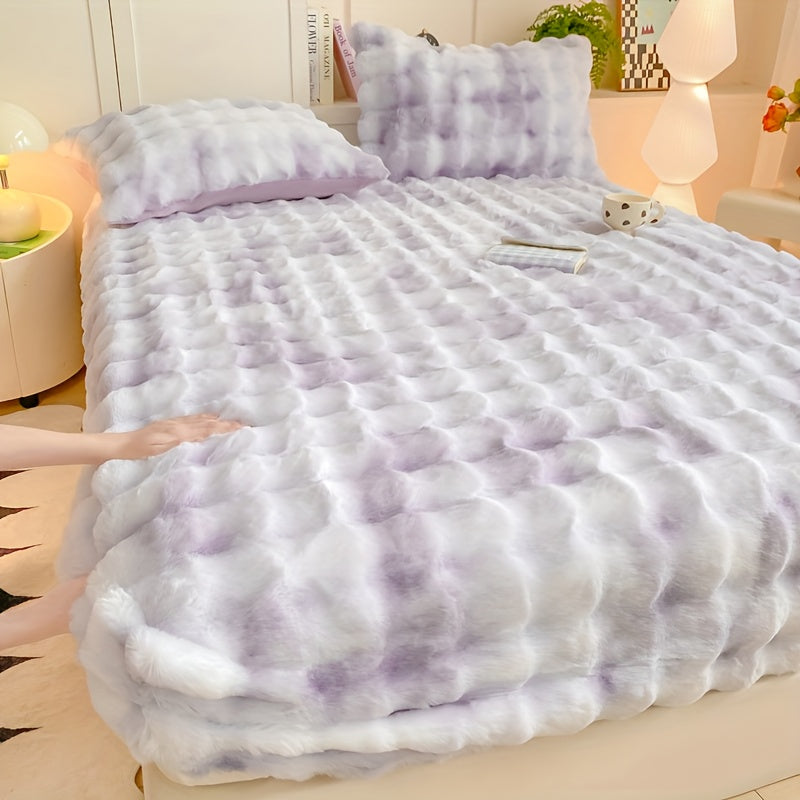 1pc Autumn/Winter Thickened Bubble Fitted Sheet, Mattress Protector with 360° Plush Padding, Soft and Breathable Light Beige-Friendly Moisture-Wicking, Bedding Accessories, Cozy Sleep, Plush Padding, Breathable Fabric, Mattr