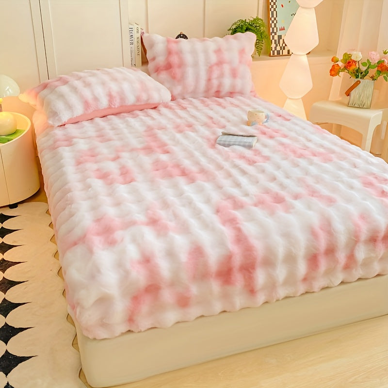 1pc Autumn/Winter Thickened Bubble Fitted Sheet, Mattress Protector with 360° Plush Padding, Soft and Breathable Light Beige-Friendly Moisture-Wicking, Bedding Accessories, Cozy Sleep, Plush Padding, Breathable Fabric, Mattr