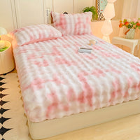 1pc Autumn/Winter Thickened Bubble Fitted Sheet, Mattress Protector with 360° Plush Padding, Soft and Breathable Light Beige-Friendly Moisture-Wicking, Bedding Accessories, Cozy Sleep, Plush Padding, Breathable Fabric, Mattr