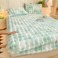 1pc Autumn/Winter Thickened Bubble Fitted Sheet, Mattress Protector with 360° Plush Padding, Soft and Breathable Light Beige-Friendly Moisture-Wicking, Bedding Accessories, Cozy Sleep, Plush Padding, Breathable Fabric, Mattr